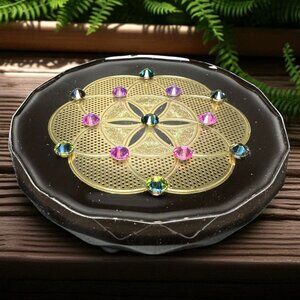 Seed of Life Crystal and Brass Orgonite Grid